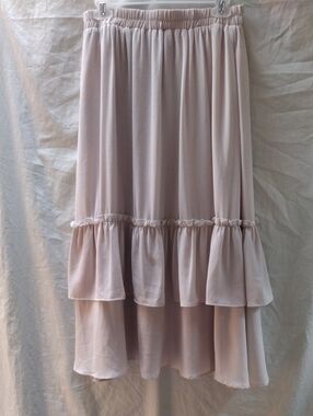 Sweet Salt Ruffle Midi Skirt in Blush